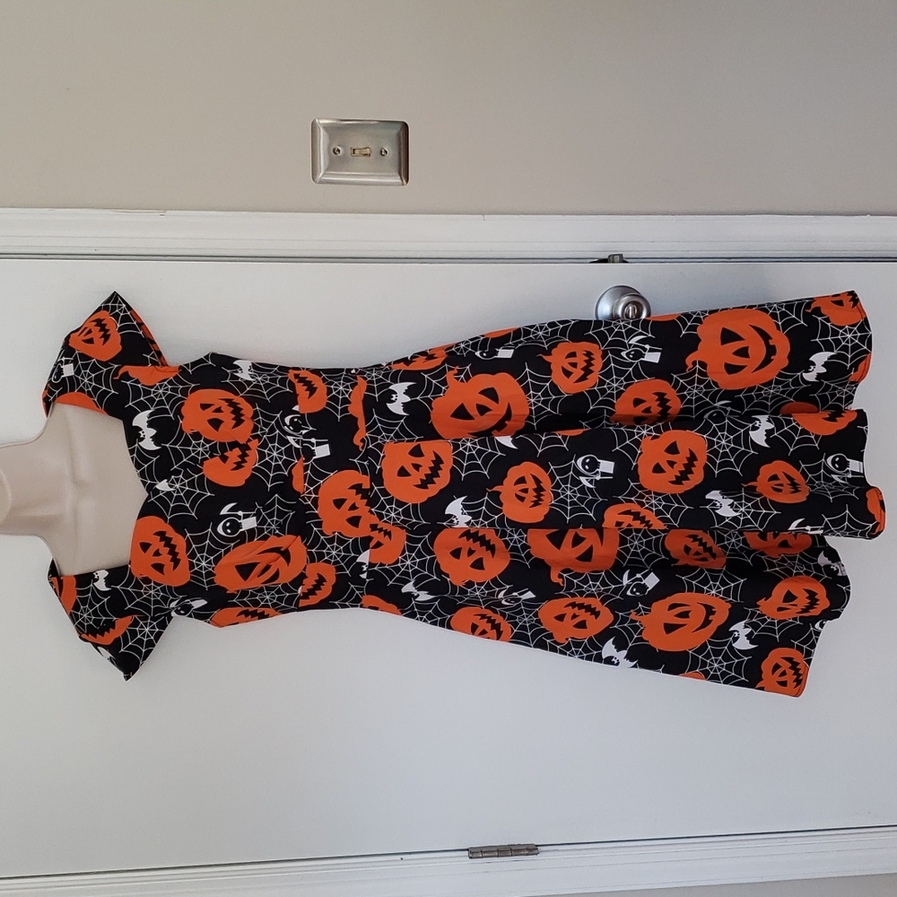 Hanpceirs Halloween Pumpkin All Over Print Dress Size M